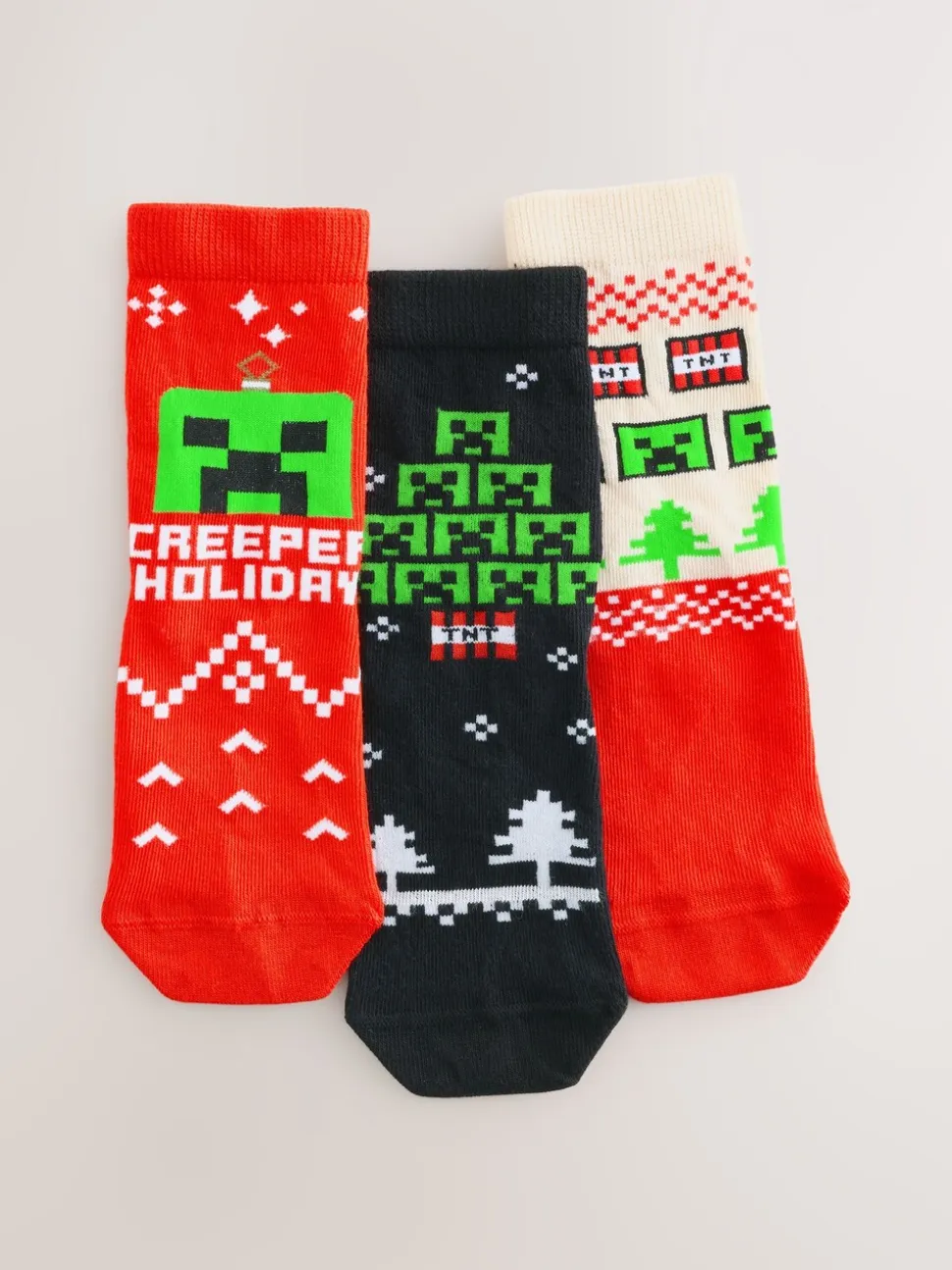Minecraft - Lot de 3 chaussettes de Noël en coton Character