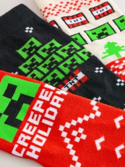 Minecraft - Lot de 3 chaussettes de Noël en coton Character