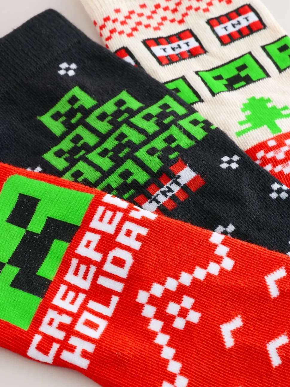 Minecraft - Lot de 3 chaussettes de Noël en coton Character