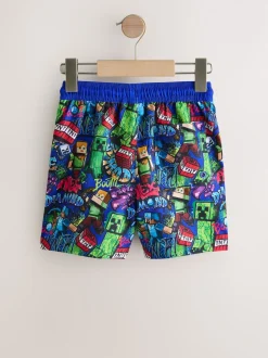 Minecraft bleu marine - Shorts de bain (3-16yrs)