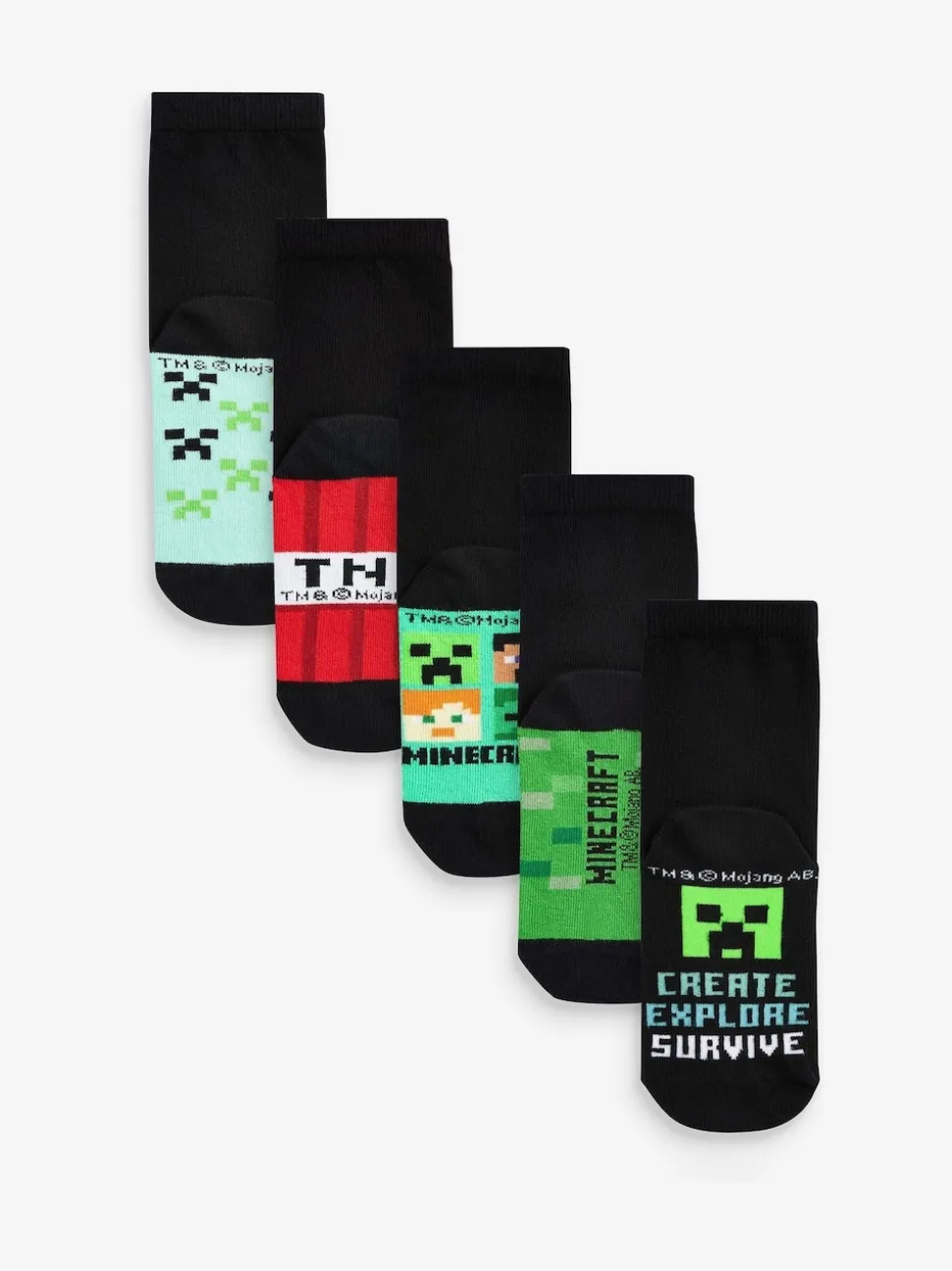 Minecraft Noir - 5{Paquet de chaussettes en coton riche