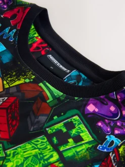 Minecraft noir/vert/rouge/jaune - Pyjama simple confortable en polaire sous licence (5-16ans)