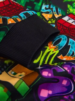 Minecraft noir/vert/rouge/jaune - Pyjama simple confortable en polaire sous licence (5-16ans)