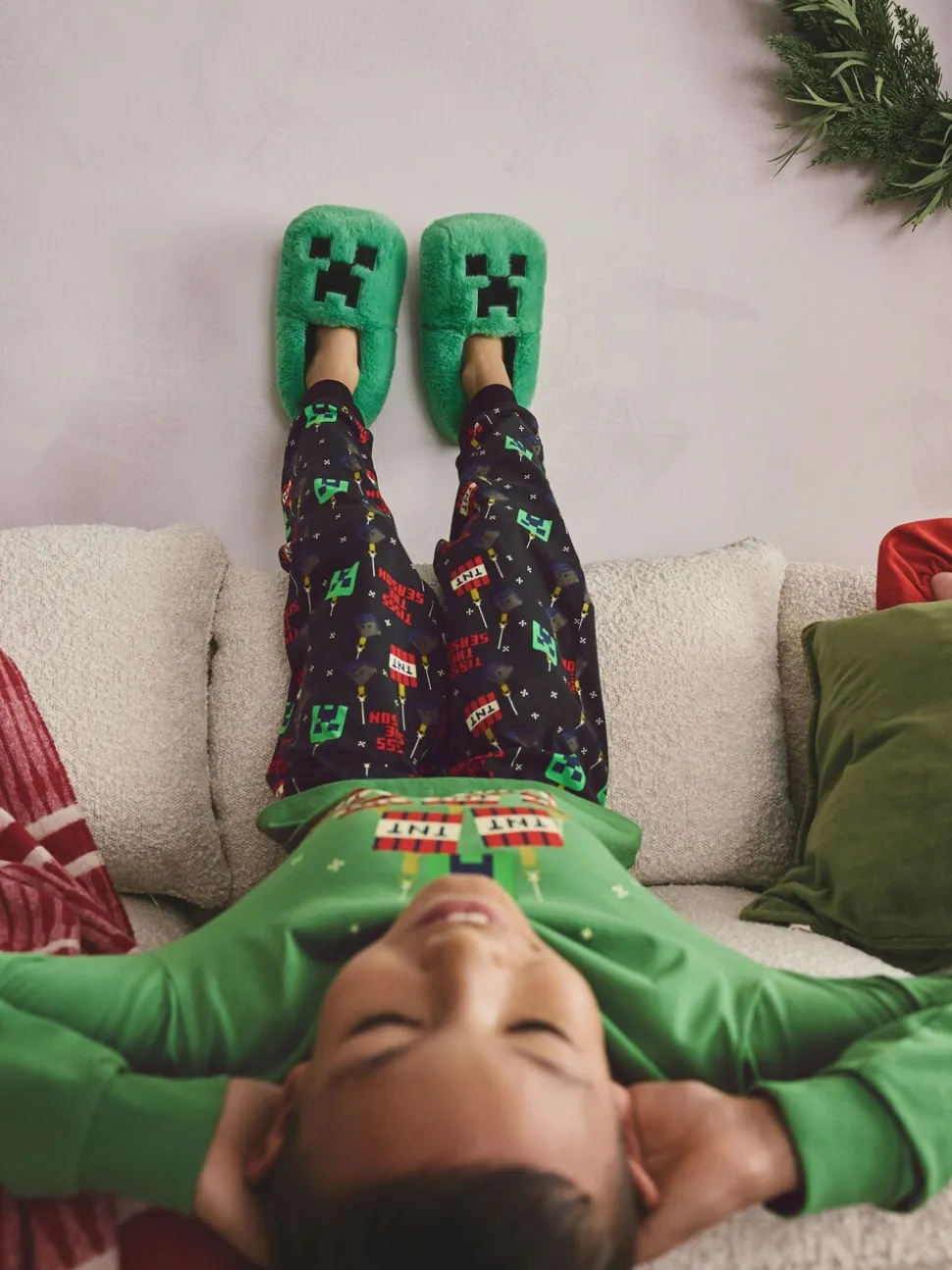 Minecraft vert/noir - Pyjama simple sous licence de Noël (5-16ans)