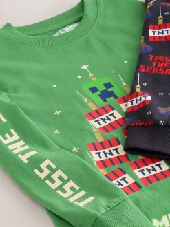 Minecraft vert/noir - Pyjama simple sous licence de Noël (5-16ans)