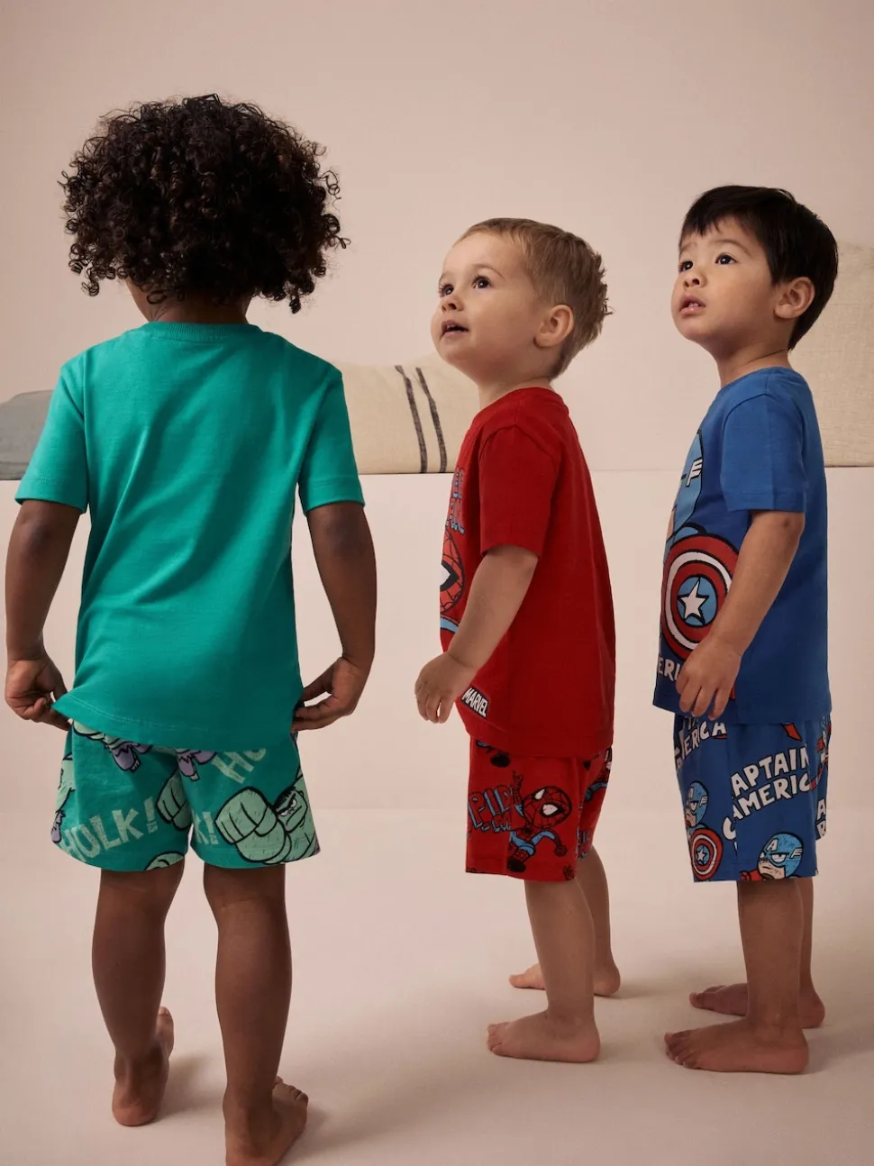 Mini Marvel multicolore lumineux - 100Pyjama court en coton % 3 Lot (12mths-11yrs)