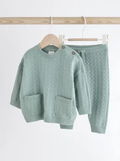 Minéral - Ensemble bébé pull et legging en tricot texturé 100 % coton (0mois -3ans)