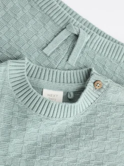 Minéral - Ensemble bébé pull et legging en tricot texturé 100 % coton (0mois -3ans)