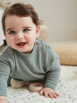 Minéral - Ensemble bébé pull et legging en tricot texturé 100 % coton (0mois -3ans)
