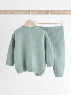 Minéral - Ensemble bébé pull et legging en tricot texturé 100 % coton (0mois -3ans)