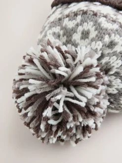 Moka marron Fairisle - Pom Bonnet Chapeaux (3mths-16yrs)