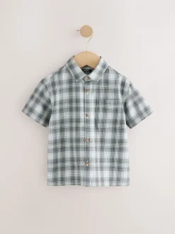 monochrome - Manches courtes Boxy Fit Carreaux 100% Cotton Chemises (3mths-7yrs)