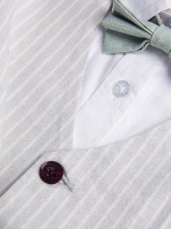 Monsoon Ensemble chemise et gilet 100% coton 3 pièces avec nœud