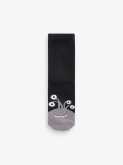 Monstres noir/bleu - Paquet de chaussettes rembourrées en coton riche 7