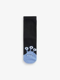 Monstres noir/bleu - Paquet de chaussettes rembourrées en coton riche 7