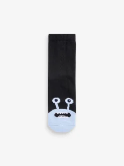 Monstres noir/bleu - Paquet de chaussettes rembourrées en coton riche 7