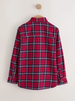 Motif écossais rouge - Chemise à carreaux en coton à manches longues (3-16ans)