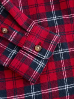 Motif écossais rouge - Chemise à carreaux en coton à manches longues (3-16ans)