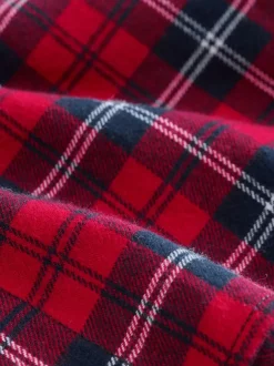 Motif écossais rouge - Chemise à carreaux en coton à manches longues (3-16ans)