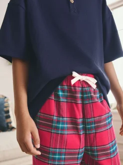 Motif écossais rouge - Pyjama court de Noël assorti pour la famille (5-16ans)
