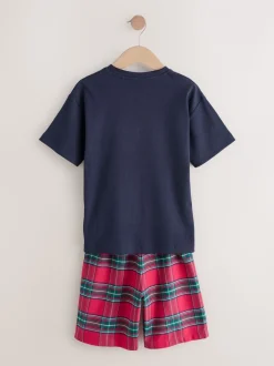Motif écossais rouge - Pyjama court de Noël assorti pour la famille (5-16ans)
