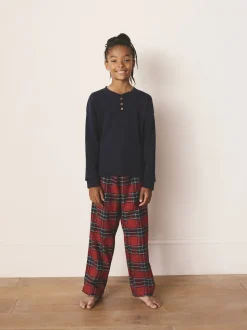Motif écossais rouge - Pyjama de Noël à manches longues assorti (1.5-16ans)