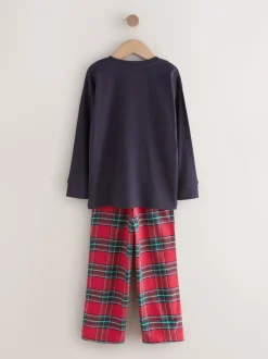 Motif écossais rouge - Pyjama de Noël à manches longues assorti (1.5-16ans)