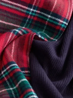 Motif écossais rouge - Pyjama de Noël à manches longues assorti (1.5-16ans)