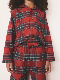 Motif écossais rouge - Pyjama de Noël à manches longues assorti (9mois16ans)