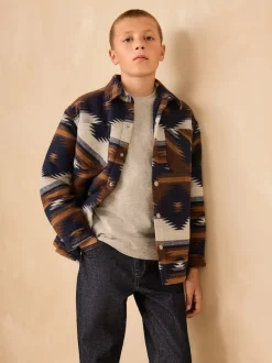 Motif ikat fauve/bleu marine - Veste-chemise doublée (3-16ans)