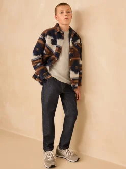 Motif ikat fauve/bleu marine - Veste-chemise doublée (3-16ans)