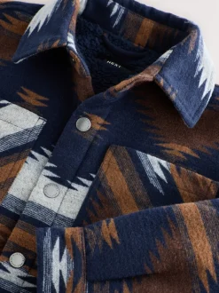 Motif ikat fauve/bleu marine - Veste-chemise doublée (3-16ans)