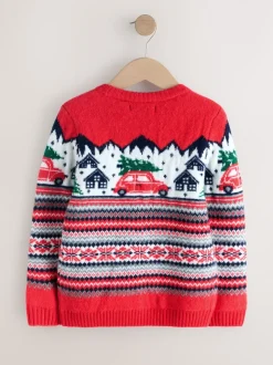 Motif jacquard rouge - Pull de Noël familial assorti (3mois à16ans)