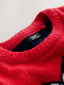 Motif jacquard rouge - Pull de Noël familial assorti (3mois à16ans)