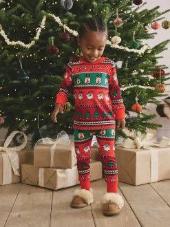 Motif jacquard rouge - Pyjamas de Noël Se blottir simple (9mois-10ans)