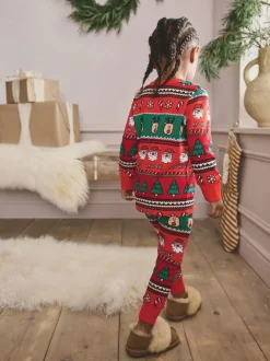 Motif jacquard rouge - Pyjamas de Noël Se blottir simple (9mois-10ans)