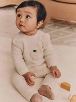 Motif ours neutre - Ensemble haut et legging en maille (0mois-2ans)