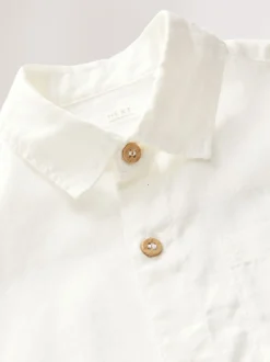 Motif uni blanc - Manches longues Lin Mix Relax! Chemises de nuit (3-16yrs)