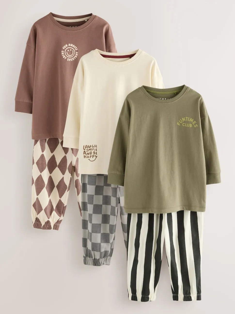 Multicolore - Lot de 3 pyjamas oversize (9mois-10ans)