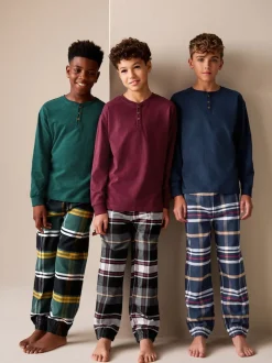 Multicolore - Lot de 3 pyjamas tissés à carreaux (3-16ans)