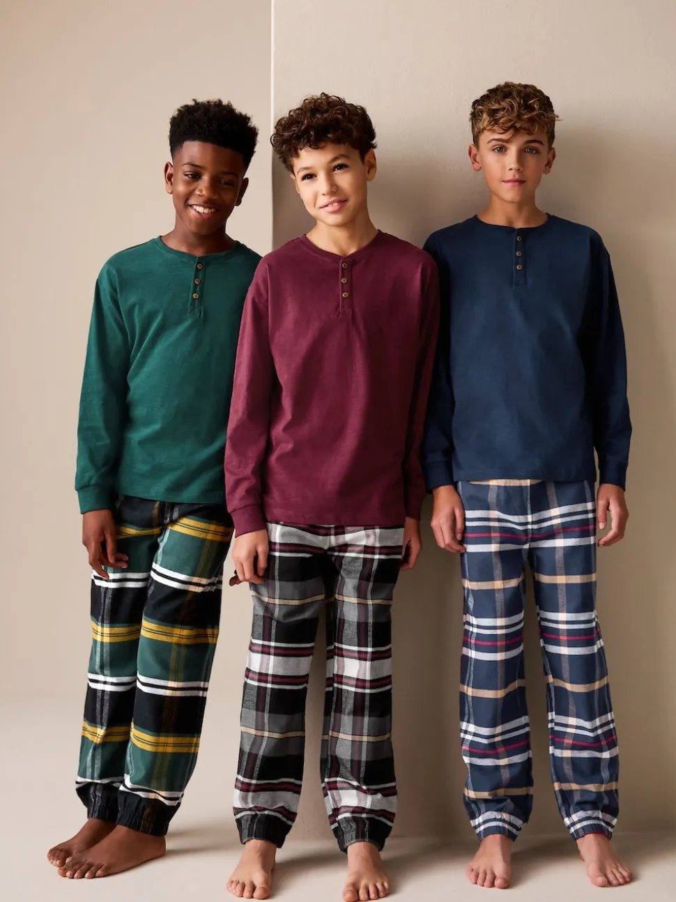 Multicolore - Lot de 3 pyjamas tissés à carreaux (3-16ans)