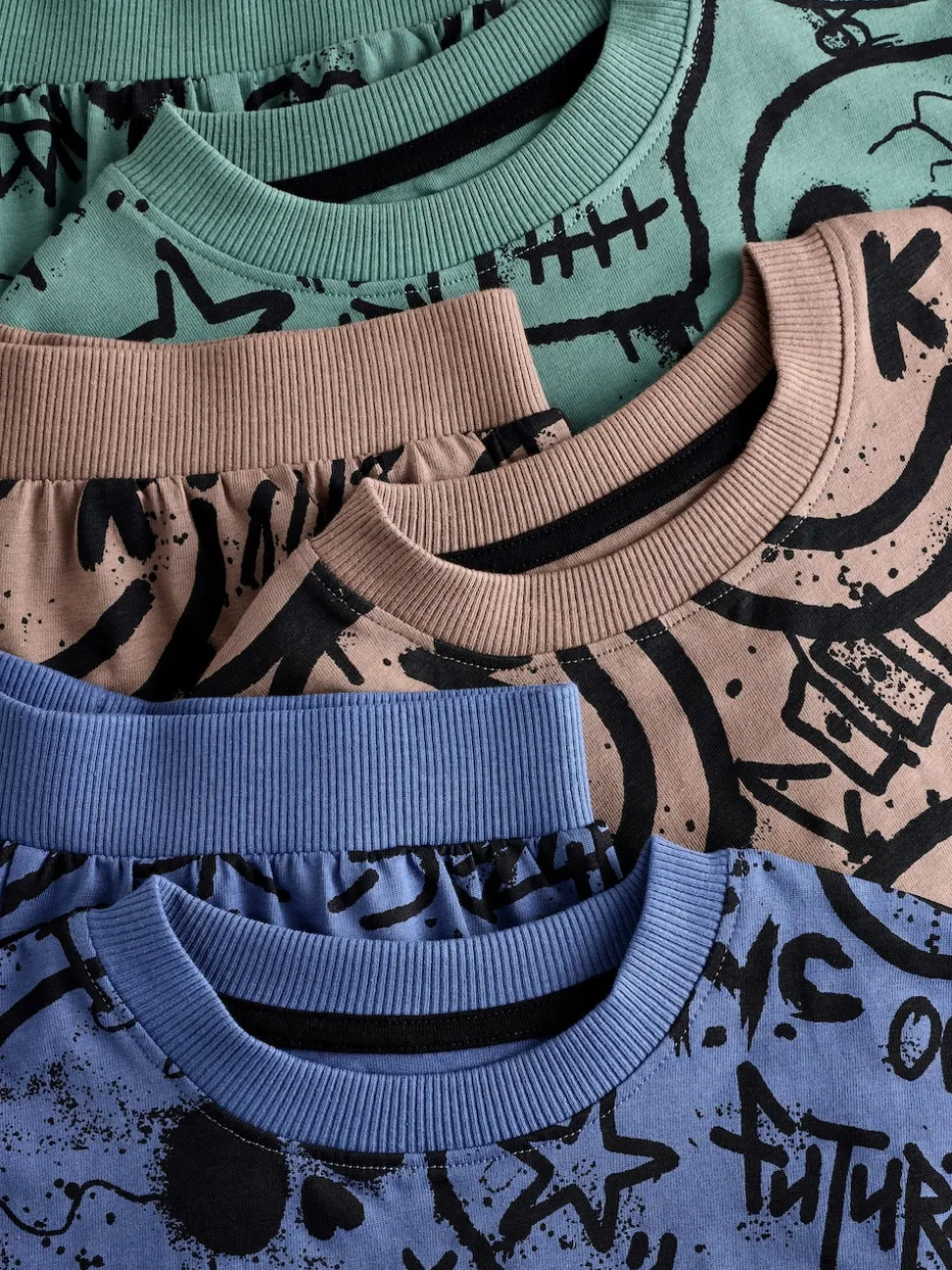 Multicolore motif graffiti - 100Pyjama court en coton % 3 Lot (4-16ans)