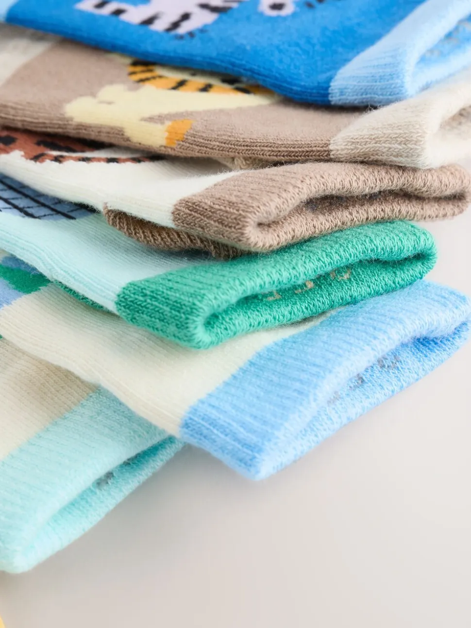 Muted Bleu/Fauve Safari - Paquet de chaussettes de sport en coton riche 7