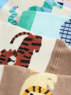 Muted Bleu/Fauve Safari - Paquet de chaussettes de sport en coton riche 7