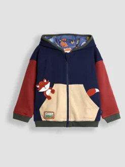 Navy Cub Club - Sweat à capuche réversible JoJo Maman Bébé Colour Block appliqué