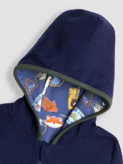 Navy Cub Club - Sweat à capuche réversible JoJo Maman Bébé Colour Block appliqué