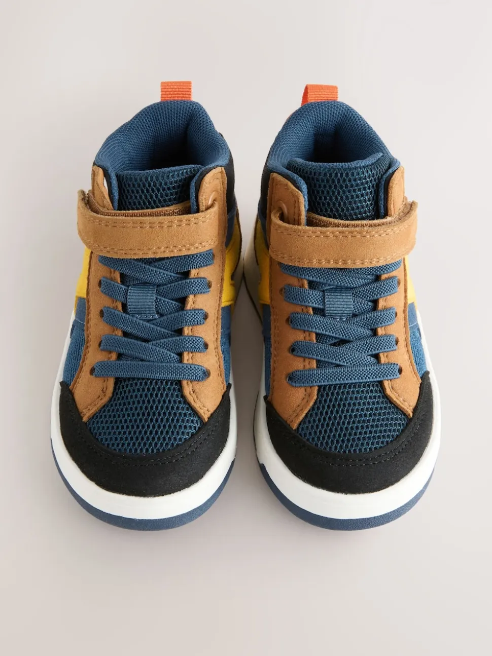 Navy/Fauve Color block - Baskets hautes à lacets élastiques à fermeture par contact