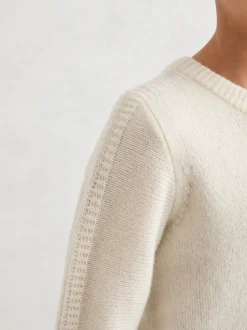 Neige - Pulls Reiss Beech en laine mérinos mélangée à détails côtelés