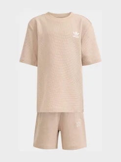 neutre - adidas Originals Ensemble T-shirt et Shorts oversize gaufrés Little Kids