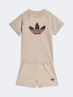 neutre - Ensemble Adidas Original avec haut à logo trèfle et Shorts pour Bébé